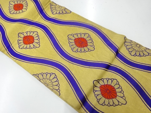 アンティーク　花立涌模様織出し踊り帯（着用可）